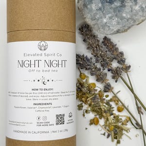 Night Night, Off to Bed – Organic Loose Leaf Herbal Tea 1oz | Chamomile, Lavender, Passionflower & Valerian | Elevated Spirit Co