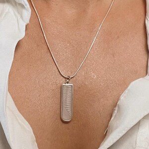 Blush Tide Collection – Pale Pink & White Resin Pendants in Long Silver Frames | Eco-Conscious Jewelry from Repurposed Art