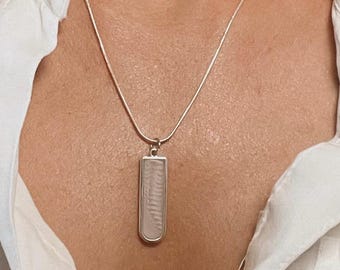 Blush Tide Collection – Pale Pink & White Resin Pendants in Long Silver Frames | Eco-Conscious Jewelry from Repurposed Art