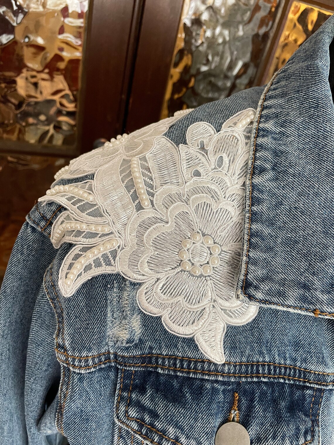 Bead Detail Denim Jacket