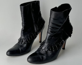 Vintage Italian Leather Pointed Toe High Heel Ankle Boots EU 36 / US 6