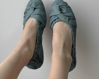 Issey Miyake Plantation Denim Ballet Flats 7/7.5