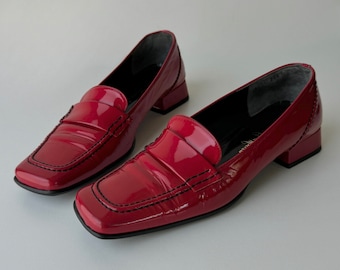 Red Patent Leather Loafers 22.5 cm (US 5.5)
