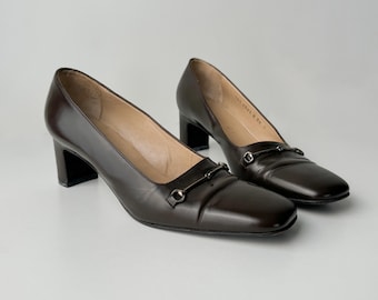 Vintage Gucci Horsebit Brown Leather Pumps 36 / US 6-6.5