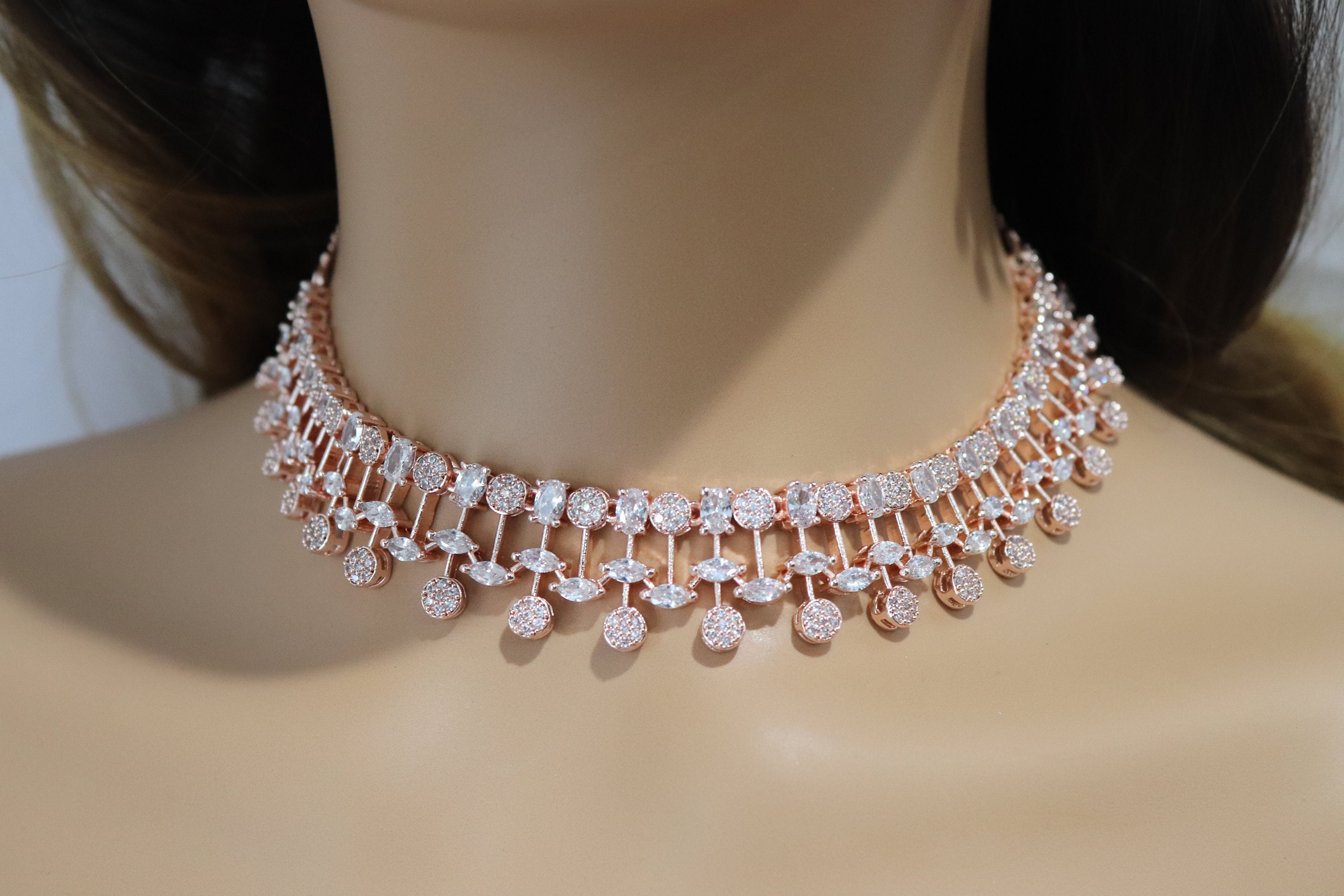Rose Gold Costume Jewelry Set - Etsy Rose Gold Costume Jewelry Set - Etsy