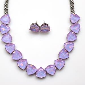 Sasha Lavender CZ Necklace, American Diamond Necklace, Indian Jewelry Indian Necklace Pakistani Jewelry Necklace Set Bollywood Jewelry