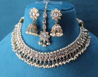 Antiek gouden polki choker: Indiase parelsieraden