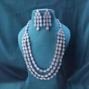 CZ bruidsketting set: drielaagse zilveren huwelijkssieraden