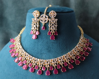 June Ruby gouden ketting set- Amerikaanse diamanten sieraden