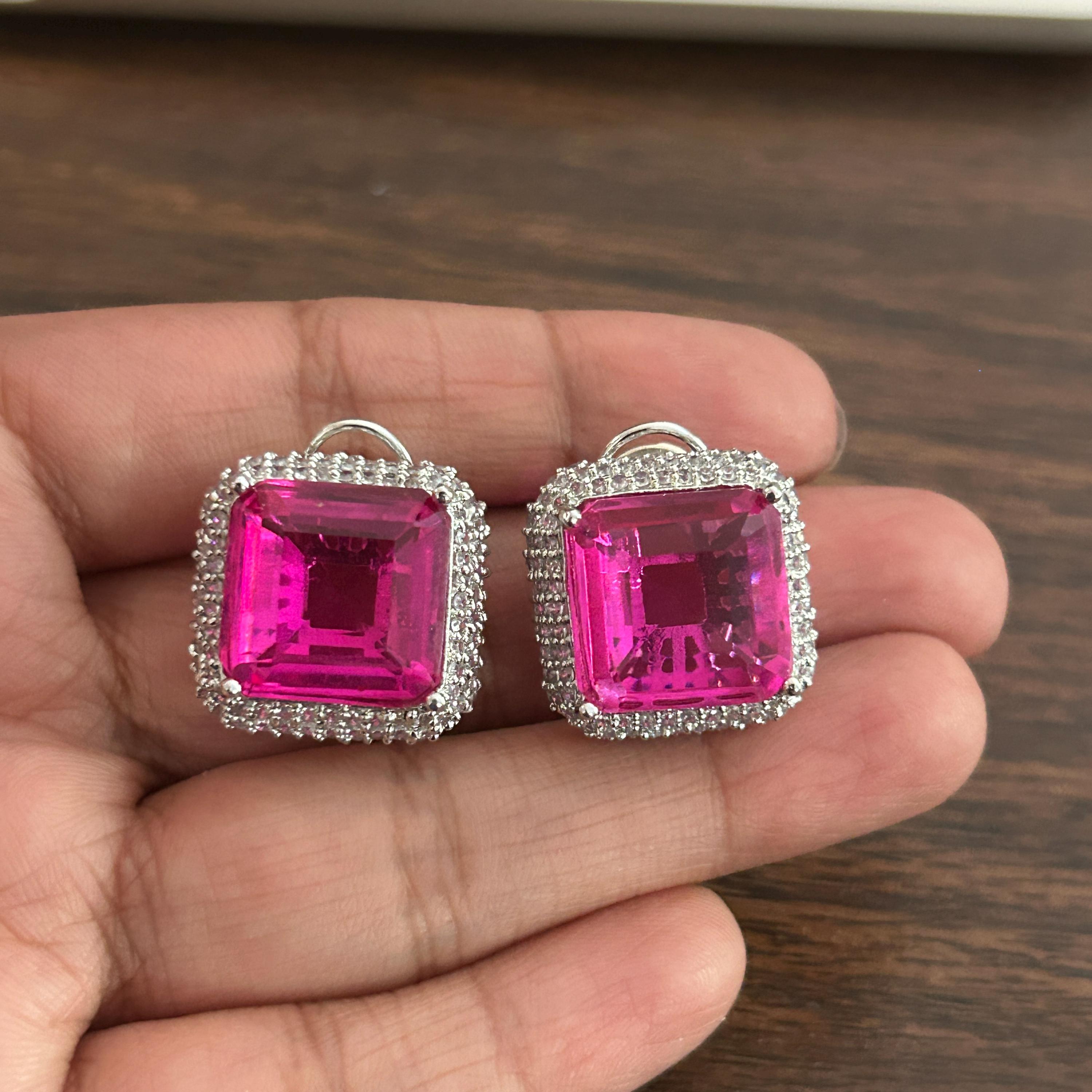 Boucles D'oreilles Clous Roses Indiennes/pakistanaises - En Laiton Pour Femme