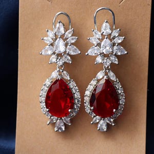 Ruby Red Diamond Earrings/long Diamond Earrings/indian Ruby Red Diamond Earrings/long Diamond Earrings/indian