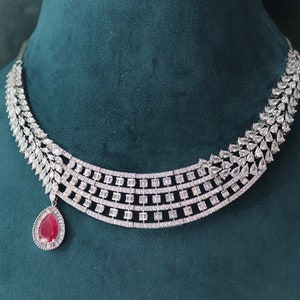 Rubin CZ Statement Kette: Indischer Pakistanischer Schmuck