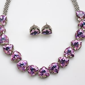 Sasha Purple CZ Necklace, American Diamond Necklace, Indian Jewelry Indian Necklace Pakistani Jewelry Necklace Set Bollywood Jewelry