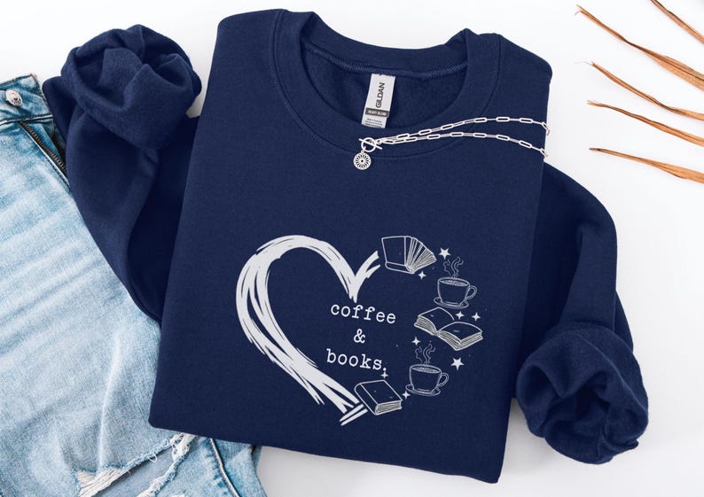 Coffee & Books Sweatshirt, Book Lover sweater, Book Club Crewneck, Reading Teacher Gifts, Bookish Merch, Gift for Book Lover, Librarian Gift image 3