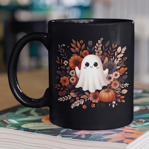 Halloween Ghost Coffee Mug, Cute Cottagecore Ghost, Halloween Gift Cup Spooky Witchy Mugs for Ghost Lovers Fall Coffee Lover Gift Spooky mug