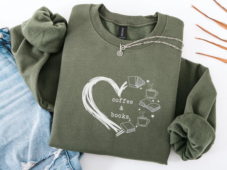 Coffee & Books Sweatshirt, Book Lover sweater, Book Club Crewneck, Reading Teacher Gifts, Bookish Merch, Gift for Book Lover, Librarian Gift image 2