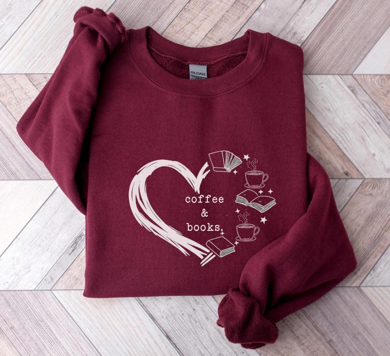 Coffee & Books Sweatshirt, Book Lover sweater, Book Club Crewneck, Reading Teacher Gifts, Bookish Merch, Gift for Book Lover, Librarian Gift image 4