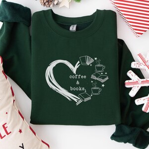 Coffee & Books Sweatshirt, Book Lover sweater, Book Club Crewneck, Reading Teacher Gifts, Bookish Merch, Gift for Book Lover, Librarian Gift image 5