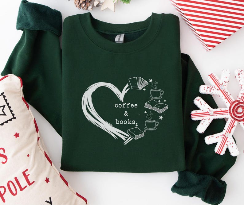 Coffee & Books Sweatshirt, Book Lover sweater, Book Club Crewneck, Reading Teacher Gifts, Bookish Merch, Gift for Book Lover, Librarian Gift image 5