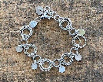 Circle bracelet, layered bracelet, handmade chain bracelet by teresamatheson