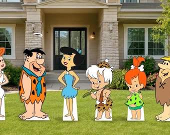 Flintstones Birthday Party Cutouts | Life Size Character Standees & Backdrop | Cartoon Party Decorations