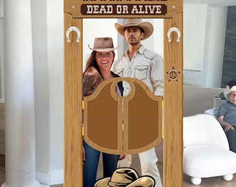 Western Photo Booth Prop - Wild West Saloon Photo Booth - Outlaw Reward Selfie Favor - Cowboy Birthday Photo Frame - Rustic Saloon Entrance