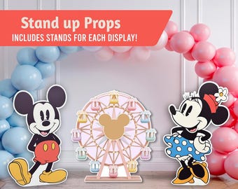 Mouse Couple Party Cutouts – Classic Cartoon-Inspired Decorations, Birthday Backdrop & Party Display