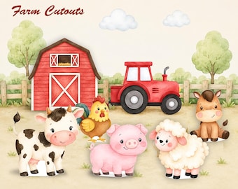 Farm Animal Cutout Farm, Farm Animal Standee Cutouts – Farm Birthday Decorations