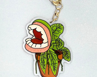 Audrey II Keychain: Little Shop of Horrors Plant Charm with Gold Hardware