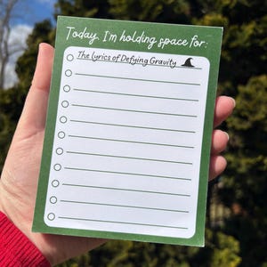 Holding Space Notepad Defying Gravity Wicked Witch To Do List Broadway Musical Theatre Gift
