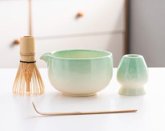Keramik Matcha Tee-Set mit Bambus Schneebesen