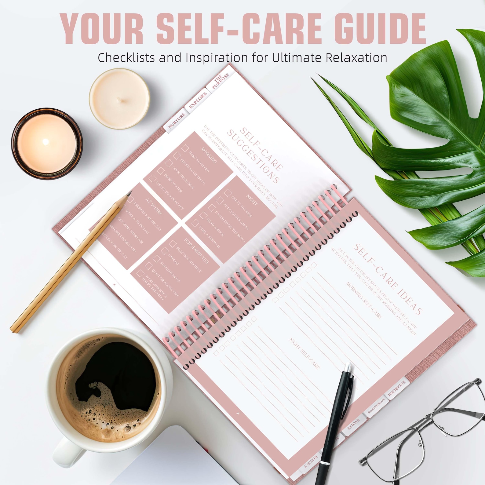 Self-care Journal: 90-day Guided Wellness Planner With Stickers - Etsy