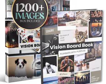 Vision Board Book - 1200+ Images & Quotes Collage Kit - Goal Setting Journal Manifestation