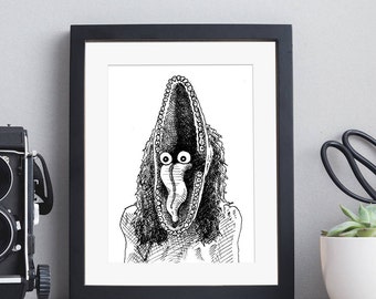 80s Beetlejuice inspired Ink Drawing Print