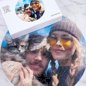 Personalized Wooden Photo Jigsaw Puzzle, Custom Wood Circle Puzzle (120 Pieces)