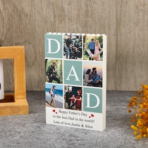 Custom Photo Rectangular Block Puzzle,Personalized Photo Building Brick,Anniversary Picture Memory Decor Gifts for Him,Fathers Day Gift