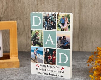 Custom Photo Rectangular Block Puzzle,Personalized Photo Building Brick,Anniversary Picture Memory Decor Gifts for Him,Fathers Day Gift