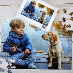 Personalized Wooden Photo Puzzle for Kids,Custom Pet Portrait Puzzle,25- 1000 Piece Custom Puzzle,Gift for kids, Pet Lovers Gift