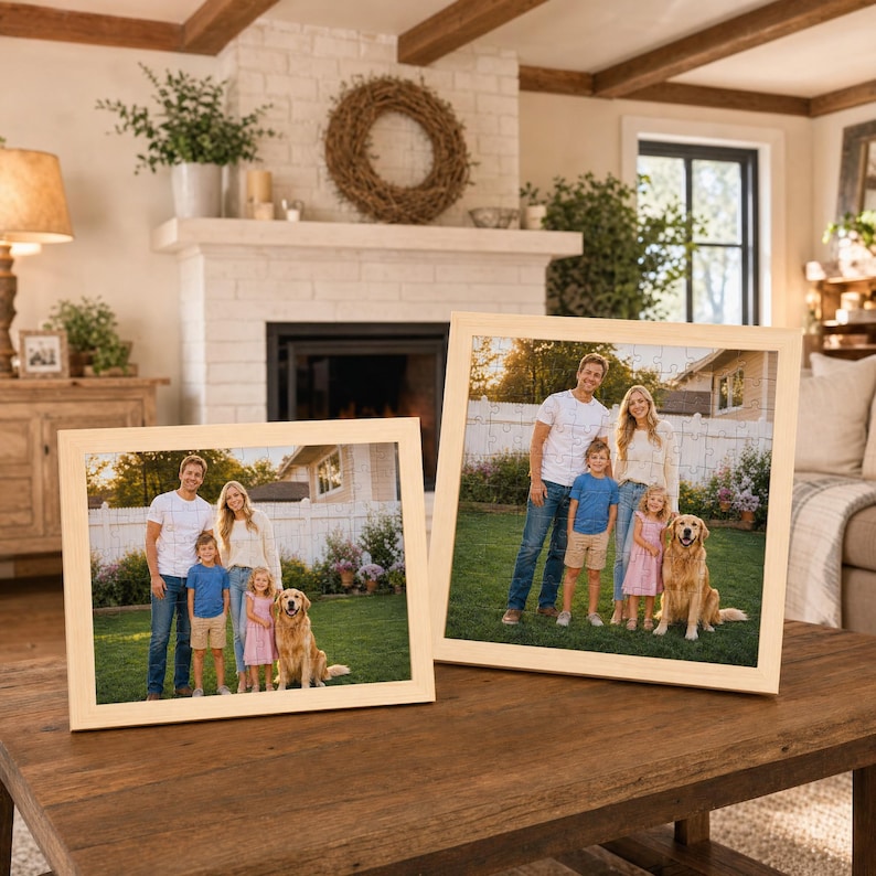 Rompecabezas fotográfico personalizado con marco, rompecabezas de madera para guardar recuerdos imagen 2