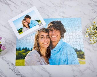 Personalized Wooden Puzzle with Your Photo,25- 1000 Piece Custom Puzzle, Jigsaw Photo Puzzle Gift for Couple, Anniversary Gift,Gifts for Her