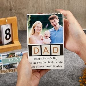 Custom Dad&Me Photo Puzzle Blocks,Personalized LEGO-Compatible Gift for Dad,Adult DIY Building Set, Family Memory Wall Art Father’s Day Gift