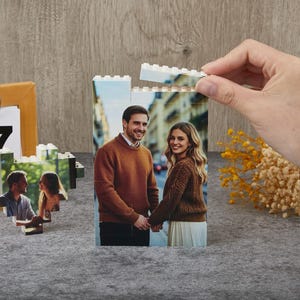 Magic Photo Block Puzzle, Customizable Couple Memory Gift ,Personalized Photo Rectangle Building Block,Wedding Anniversary Gift,Gift for Her