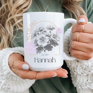 Astrology Scorpio Zodiac Birthday Gift For Her Scorpio Christmas Gift For Scorpio Sign Scorpio Astrology Mug Gift Scorpio Flower Zodiac Gift