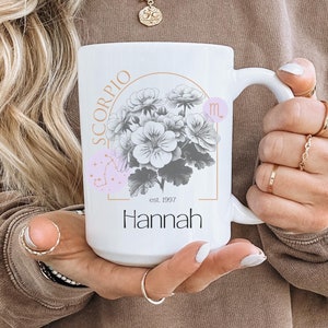 Astrology Scorpio Zodiac Birthday Gift For Her Scorpio Christmas Gift For Scorpio Sign Scorpio Astrology Mug Gift Scorpio Flower Zodiac Gift