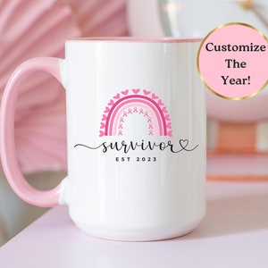 Personalized Breast Cancer Survivor Mug Custom Breast Cancer Awareness Mug For Breast Cancer Survivor Gift For Breast Cancer Month Pink Mug