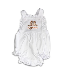 Macacão Longhorn Baby - Macacão Bolha Texas Sun - Roupa Bordada para Dia de Jogo para Meninas | Futebol Americano