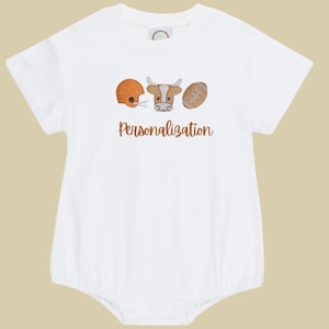 Longhorn Embroidered Baby T-Shirt Bubble Romper | Cute TX Kids Outfit Tee |Personalized
