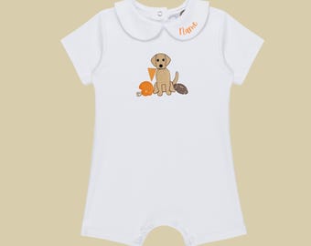 Pelele Peter Pan de manga corta para niño con bordado para el día del juego / Mono para bebé / Fútbol americano / Personalizado / Tennessee /