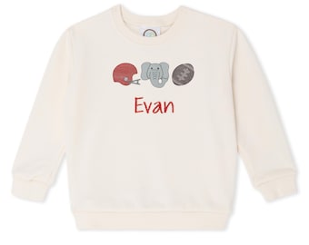 Elephant Football Baby Outfit – Game Day Bubble Romper & Toddler Crewneck