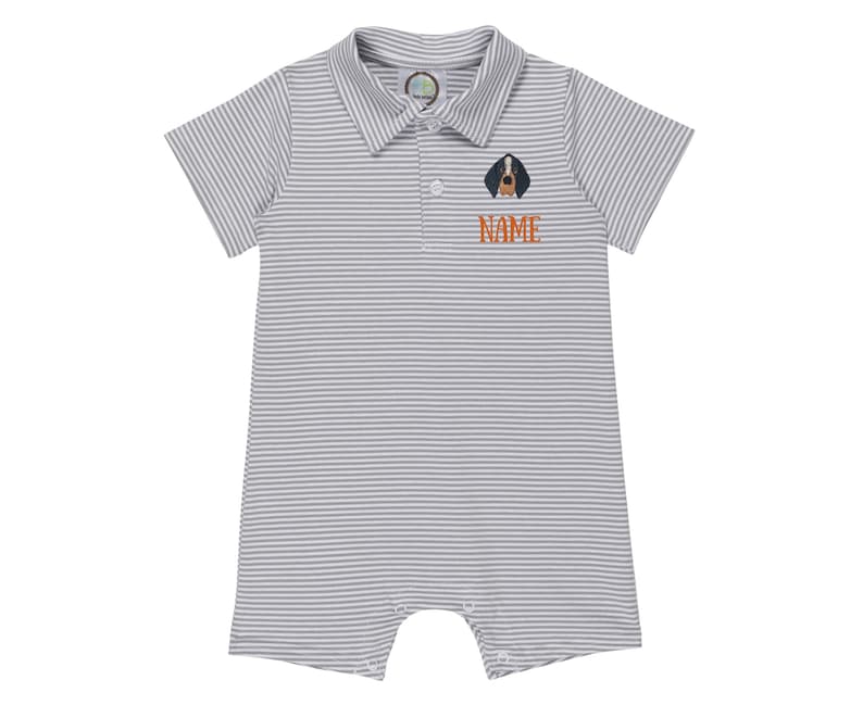 Tennessee Game Day Polo Romper - Hundbroderad Pojk Kortärmad Pojkpolo med Krage - Randig | Småbarns- & Babykläder | Personlig bild 2